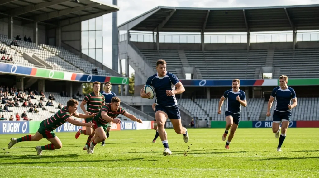 Challenge Cup back making a line break with support runners outside him