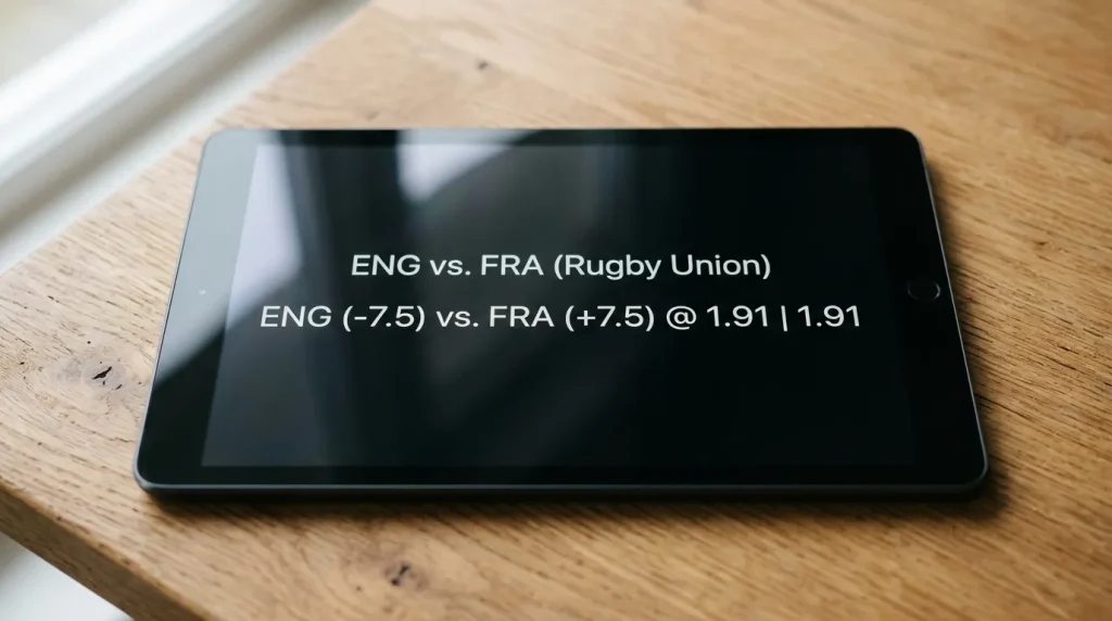 Close-up of a sports betting screen showing a rugby handicap line at minus 12.5 with prices on either side